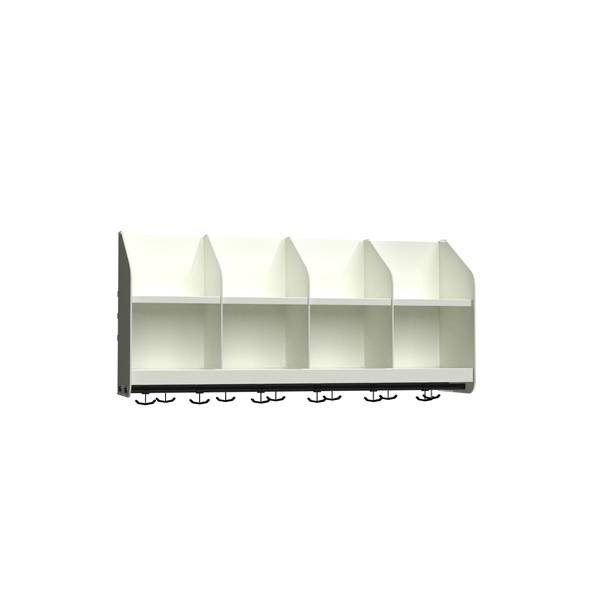 BST garderobehylde med skillev&aelig;g og 4 pladser 1000mm hvid