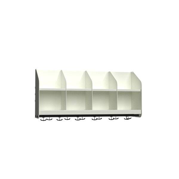 BST garderobehylde med skillev&aelig;g og 4 pladser 1000mm hvid