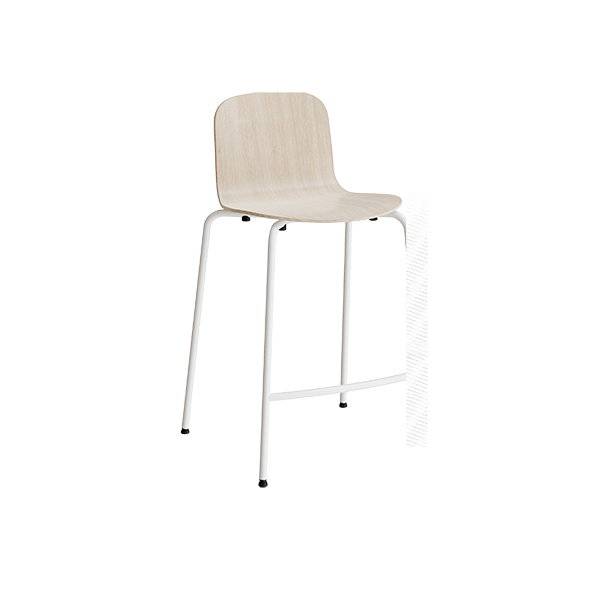 Barstol med hvidpigmenteret eg laminat og hvidt understel