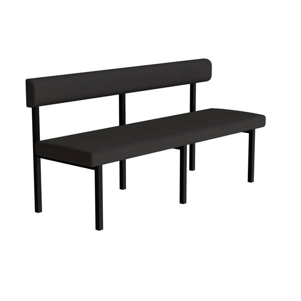 Sofa Östra 2-personers i sort tekstil med sort stel