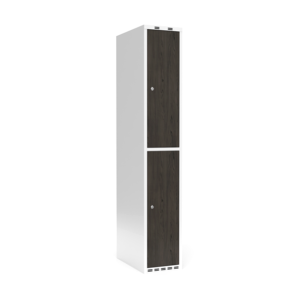 Garderobeskab 1x300mm med lige tag, 2 d&oslash;re i nocturne wood med cylinderl&aring;s