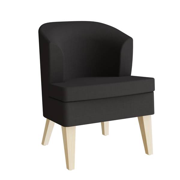 Lænestol Halvan i sort tekstil med ben i massiv birk