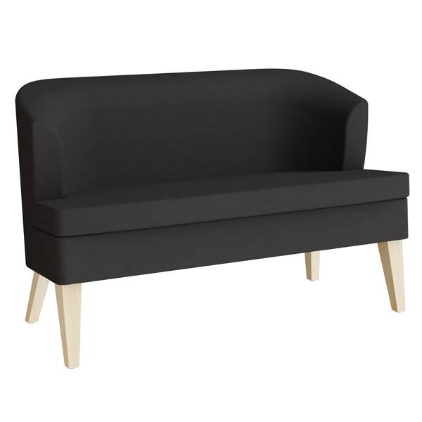 Sofa Helan 2-personers i sort tekstil med ben i massiv birk