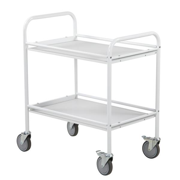 Serveringsvogn 2 hylder med slingrekanter, kapacitet 150 kg, hvid
