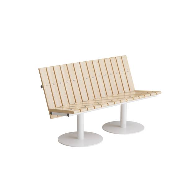 Cirkum sofabænk 2 personers lav i massiv birk med hvidt stel