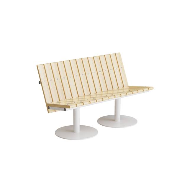 Cirkum sofab&aelig;nk 2 personers lav i massiv eg med hvidt stel