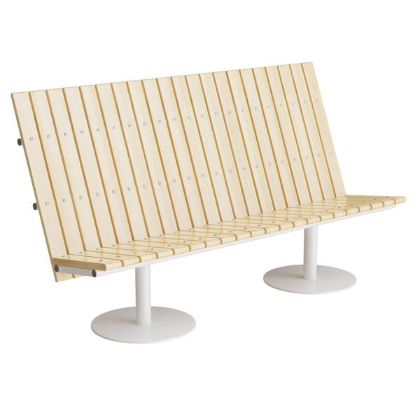 Cirkum sofabænk 3 personers høj i massiv eg med hvidt stel