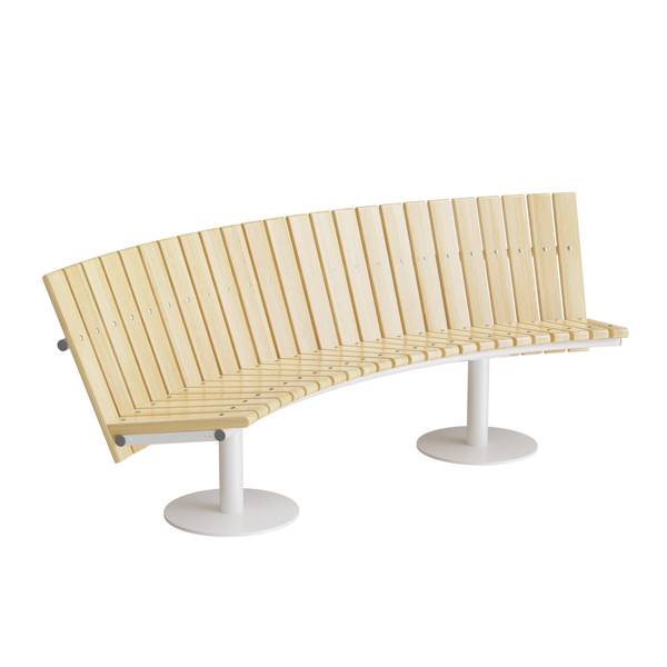 Cirkum sofab&aelig;nk 60&deg; buet lav ryg i massiv eg med hvidt stel