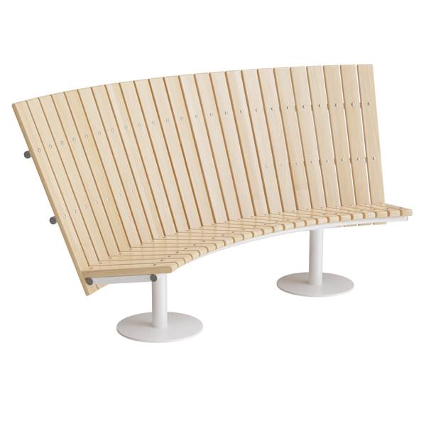 Cirkum sofab&aelig;nk 60&deg; buet h&oslash;j ryg i massiv birk med hvidt stel