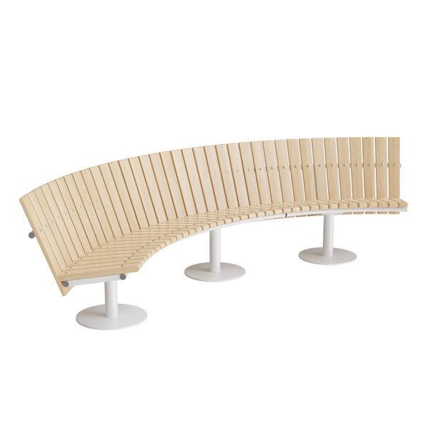 Cirkum sofab&aelig;nk 90&deg; buet lav ryg i massiv birk med hvidt stel