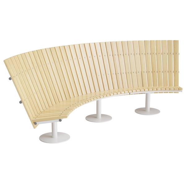 Cirkum sofab&aelig;nk 90&deg; buet h&oslash;j ryg i massiv eg med hvidt stel