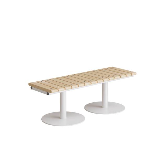 Cirkum b&aelig;nk 2 personers 126cm i massiv birk med hvidt stel 