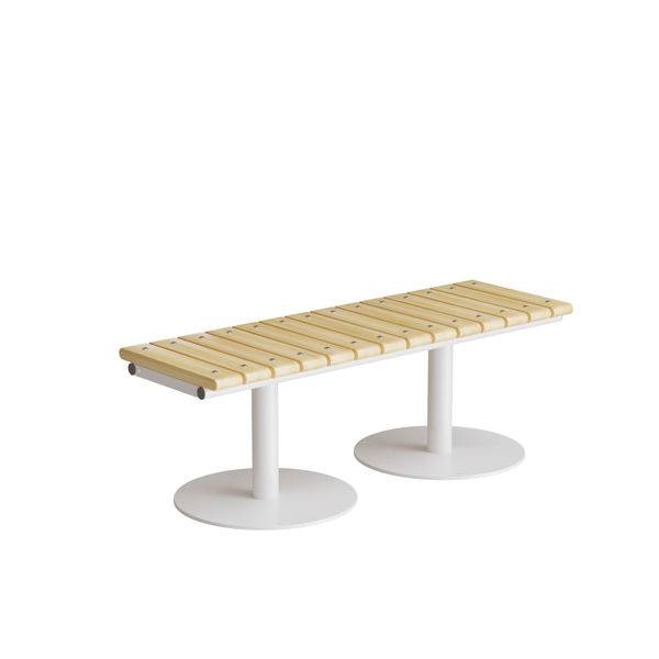 Cirkum b&aelig;nk 2 personers 126cm i massiv eg med hvidt stel