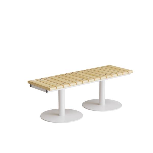 Cirkum bænk 2 personers 126cm i massiv eg med hvidt stel