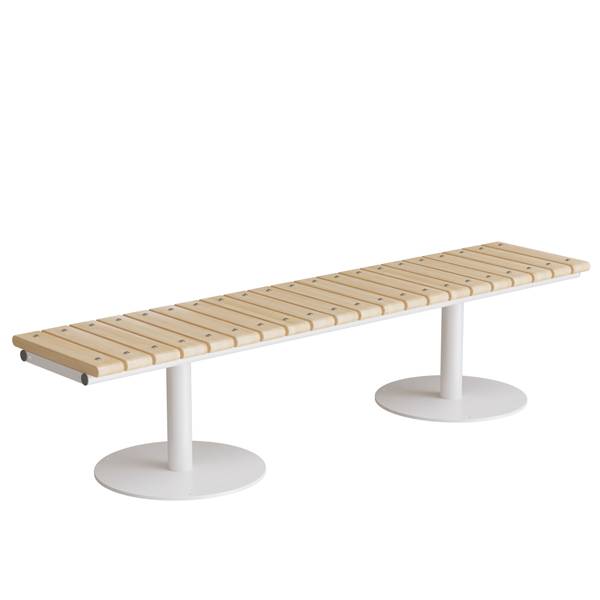 Cirkum bænk 3 personers 190cm i massiv birk med hvidt stel 