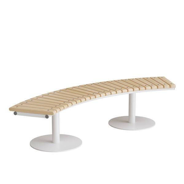 Cirkum siddeb&aelig;nk 60&deg; buet i massiv birk med hvidt stel