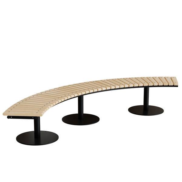 Cirkum siddeb&aelig;nk 90&deg; buet i massiv birk med sort stel