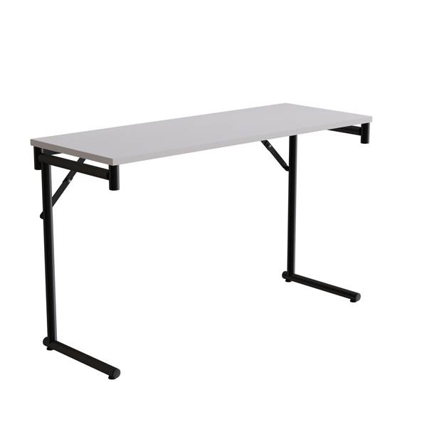 Klapbord Silhuett 120x45cm med gr&aring; HPL bordplade, sort stel