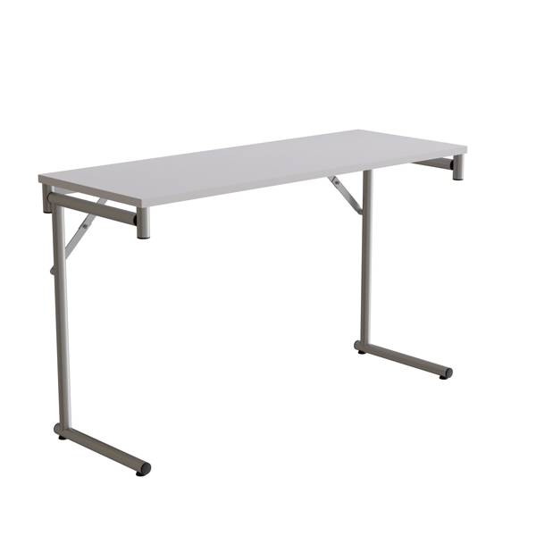 Klapbord Silhuett 120x45cm med gr&aring; HPL bordplade, s&oslash;lv stel