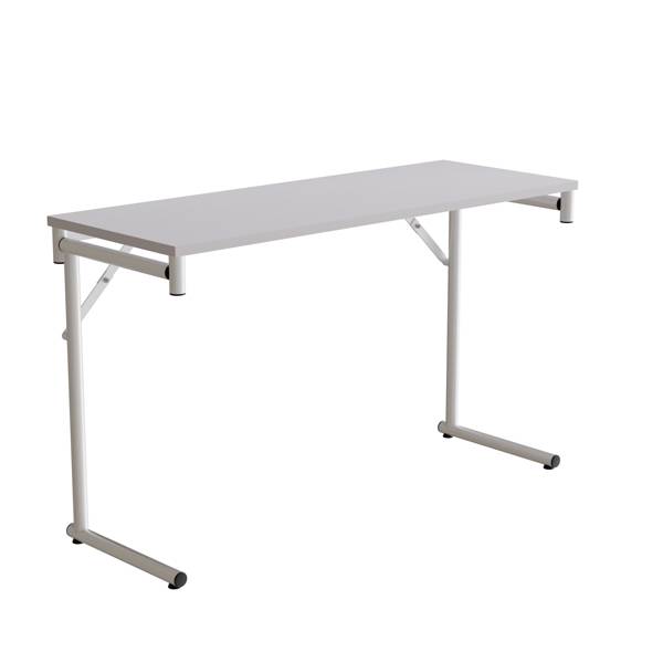 Klapbord Silhuett 120x45cm med gr&aring; HPL bordplade, hvidt stel