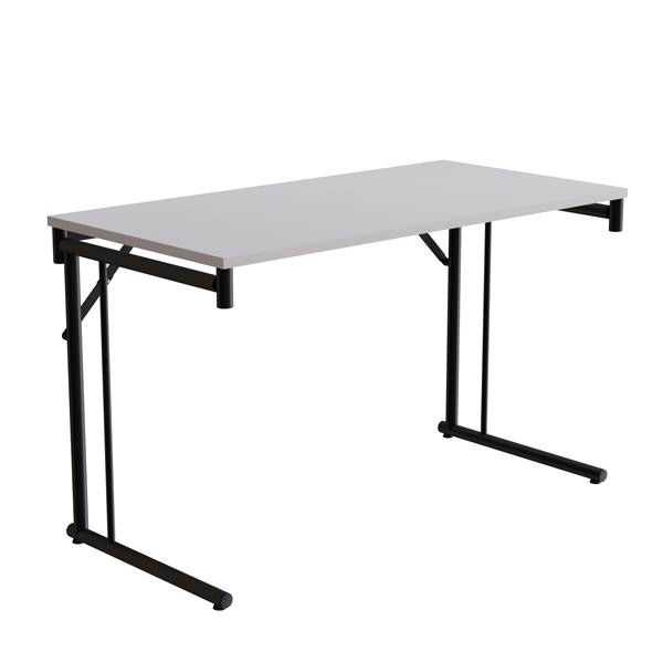 Klapbord Silhuett 120x60cm med gr&aring; HPL bordplade, sort stel