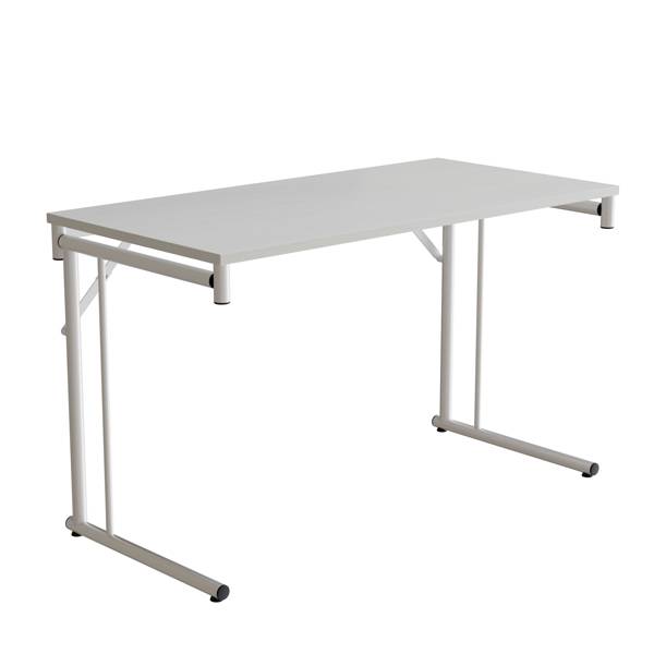 Klapbord Silhuett 120x60cm med hvid HPL bordplade, hvidt stel