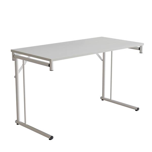 Klapbord Silhuett 120x60cm med hvid HPL bordplade, hvidt stel