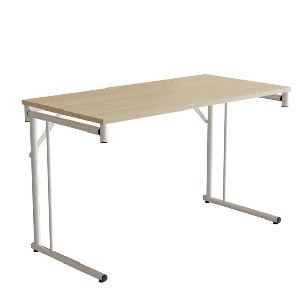 Klapbord Silhuett 120x60cm med birk HPL bordplade, hvidt stel