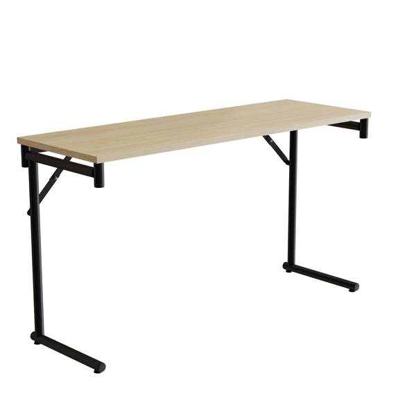 Klapbord Silhuett 130x45cm med birk HPL bordplade, sort stel
