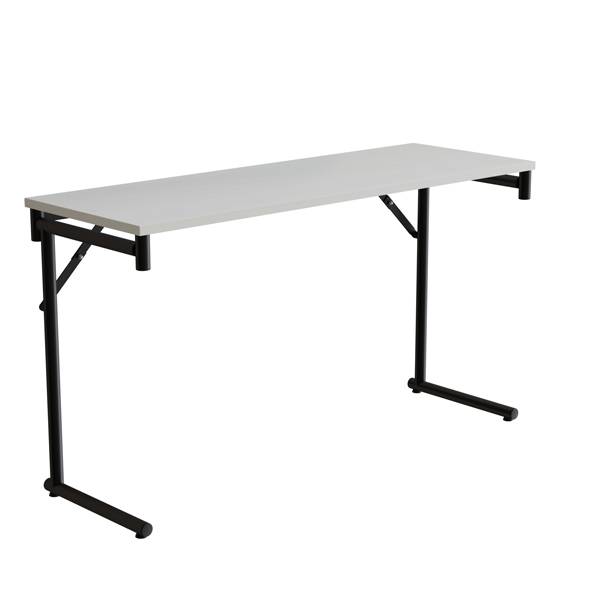 Klapbord Silhuett 130x45cm med hvid HPL bordplade, sort stel