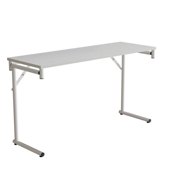 Klapbord Silhuett 130x45cm med hvid HPL bordplade, hvidt stel