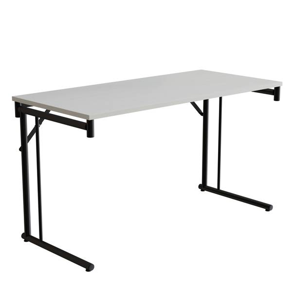 Klapbord Silhuett 130x60cm med hvid HPL bordplade, sort stel