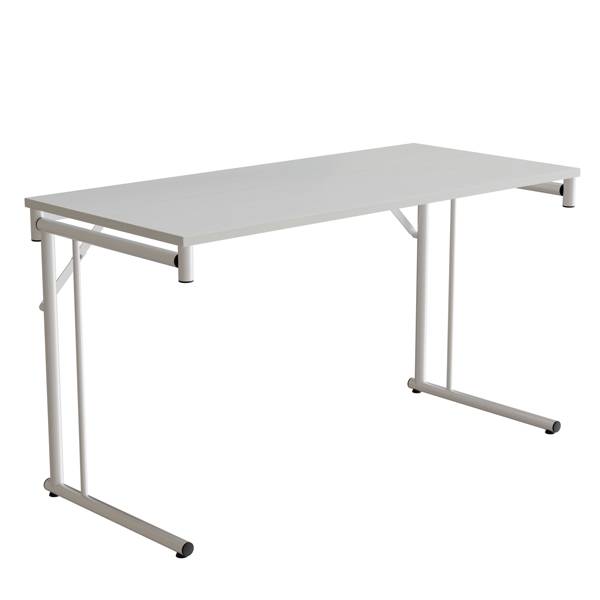 Klapbord Silhuett 130x60cm med hvid HPL bordplade, hvidt stel