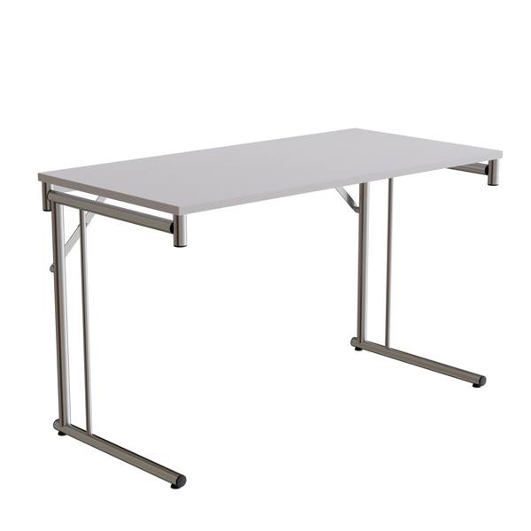 Klapbord Silhuett 120x60cm med gr&aring; HPL bordplade, krom stel