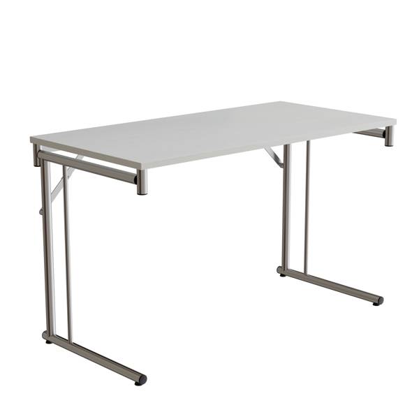 Klapbord Silhuett 120x60cm med hvid HPL bordplade, krom stel