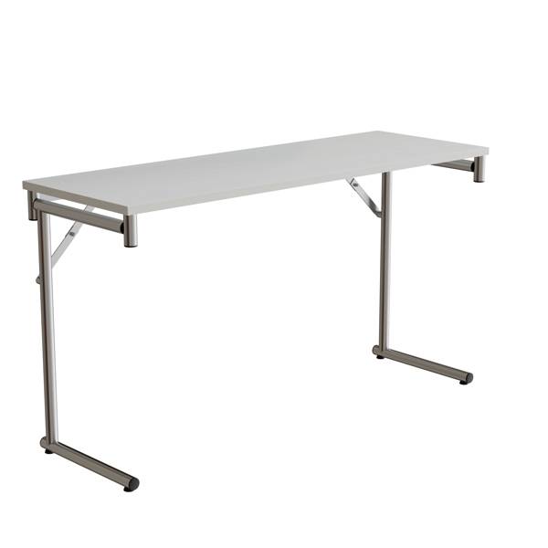 Klapbord Silhuett 130x45cm med hvid HPL bordplade, krom stel
