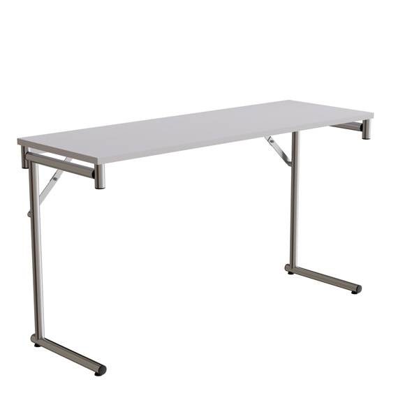 Klapbord Silhuett 130x45cm med gr&aring; HPL bordplade, krom stel