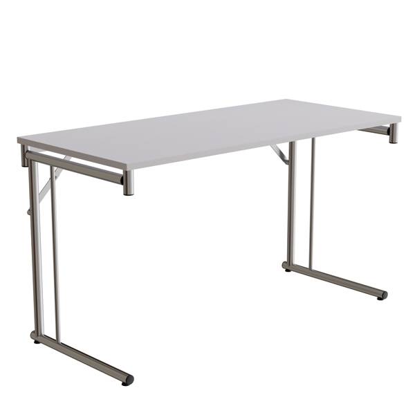 Klapbord Silhuett 130x60cm med gr&aring; HPL bordplade, krom stel