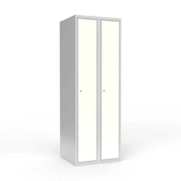 Skoleskab 60x55x175cm, lige tag, hvide d&oslash;re med cylinderl&aring;se