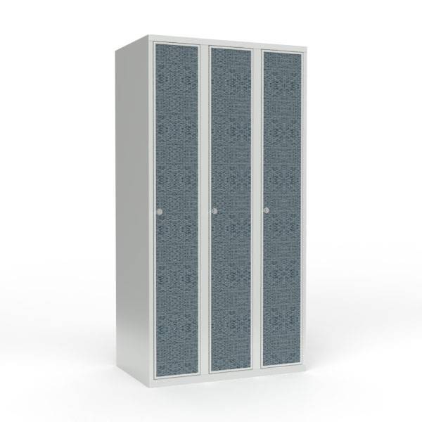 Skoleskab 90x55x175cm, lige tag, sorte døre med greb til hængelåse