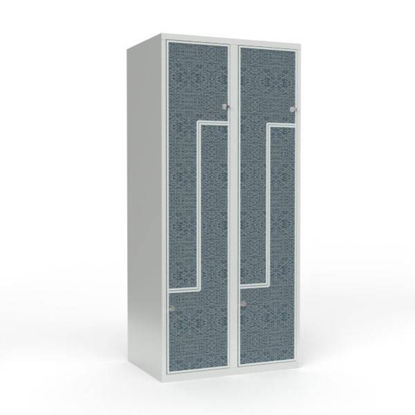 Skoleskab 80x55x175cm, 4 rum, lige tag, sorte Z-d&oslash;re, h&aelig;ngel&aring;se