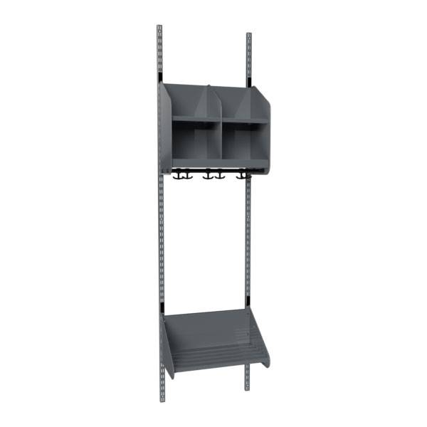 BST garderobe startsektion model B med 2 pladser 500mm m&oslash;rk gr&aring;