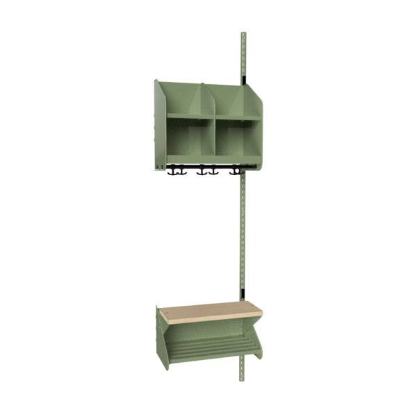 BST garderobe p&aring;bygningssektion model D med 2 pladser 500mm gr&oslash;n