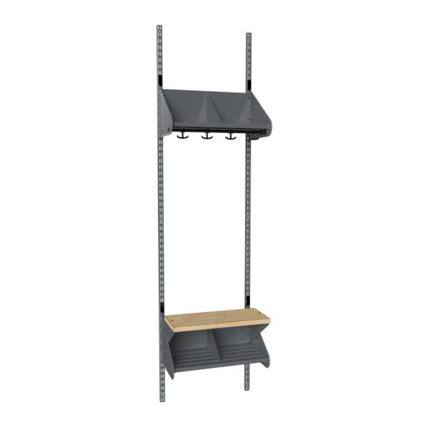 BST garderobe startsektion model G med 2 pladser 500mm m&oslash;rk gr&aring;