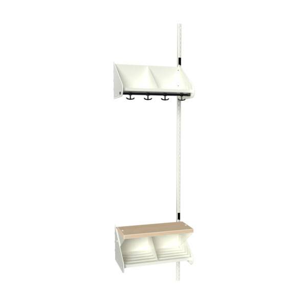 BST garderobe p&aring;bygningssektion model G med 2 pladser 500mm hvid