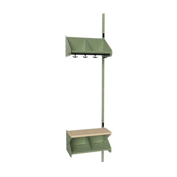 BST garderobe p&aring;bygningssektion model G med 2 pladser 500mm gr&oslash;n