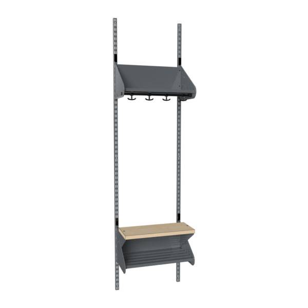 BST garderobe startsektion model H med 2 pladser 500mm m&oslash;rk gr&aring;