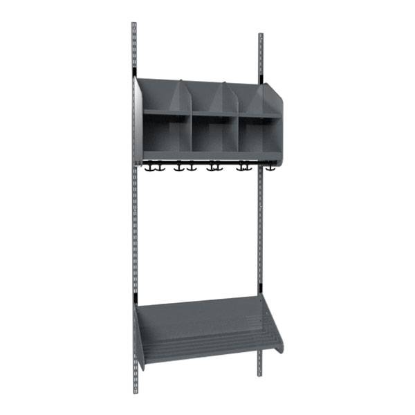 BST garderobe startsektion model B med 3 pladser 750mm m&oslash;rk gr&aring;