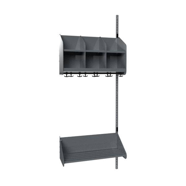 BST garderobe påbygningssektion model B med 3 pladser 750mm mørk grå