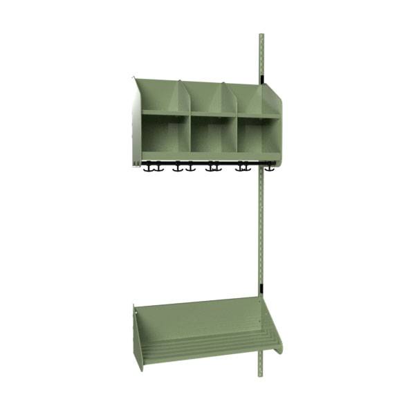 BST garderobe p&aring;bygningssektion model B med 3 pladser 750mm gr&oslash;n
